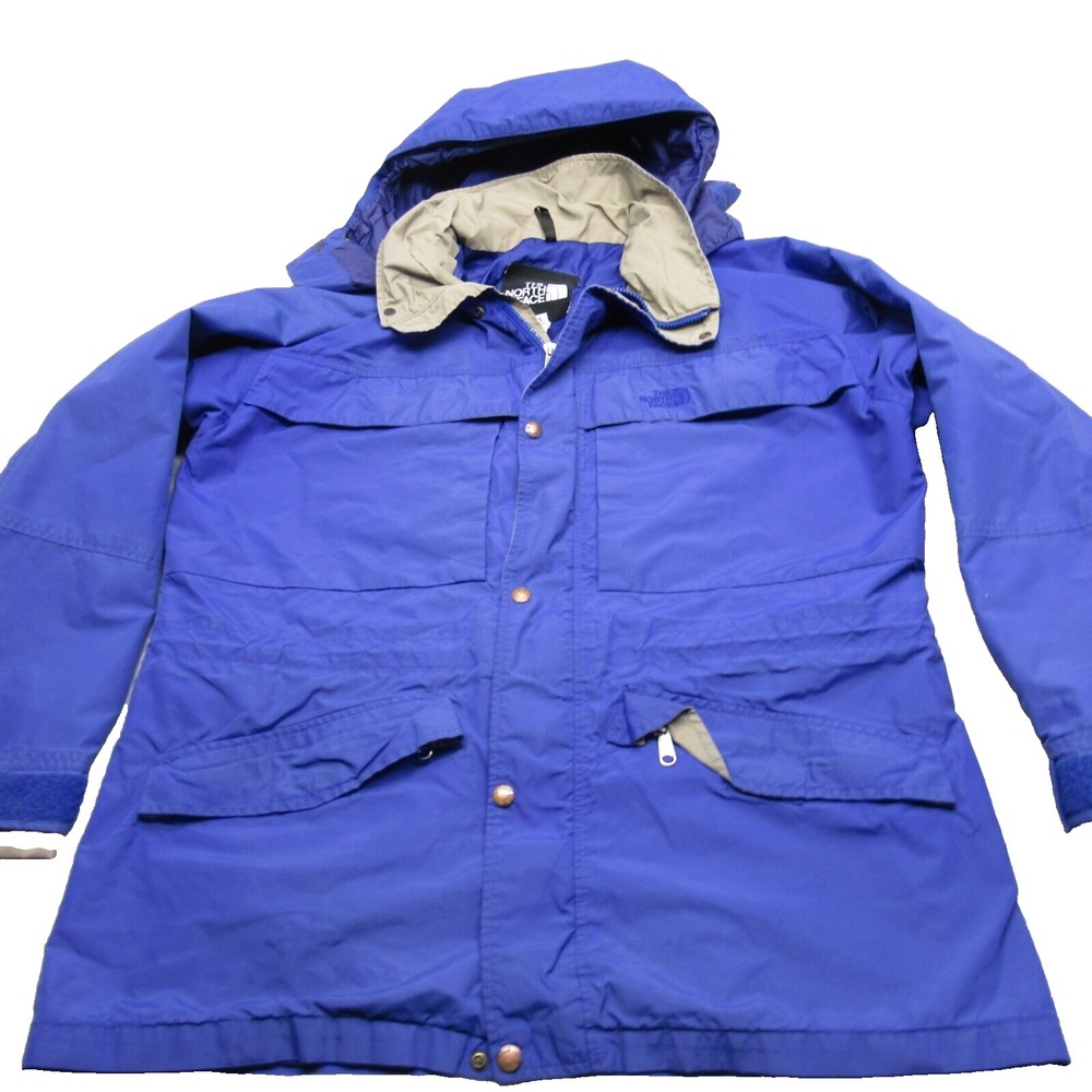 The North Face Gore-Tex Jacket Mens Large Blue Pockets Hooded Parka Made In USA